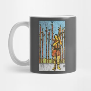 Nine of wands tarot card (distressed) Mug